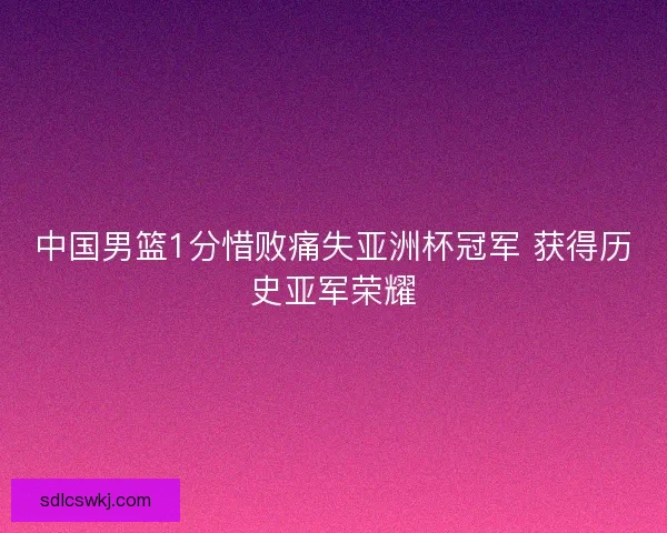 中国男篮1分惜败痛失亚洲杯冠军 获得历史亚军荣耀