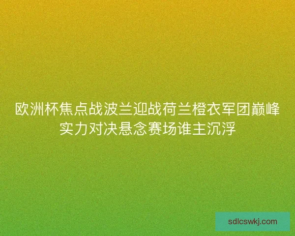 欧洲杯焦点战波兰迎战荷兰橙衣军团巅峰实力对决悬念赛场谁主沉浮 欧洲杯焦点战波兰迎战荷兰橙衣军团巅峰实力对决悬念赛场谁主沉浮