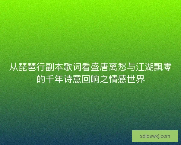从琵琶行副本歌词看盛唐离愁与江湖飘零的千年诗意回响之情感世界