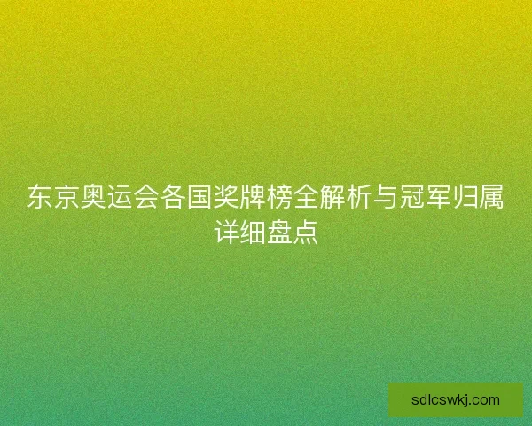 东京奥运会各国奖牌榜全解析与冠军归属详细盘点